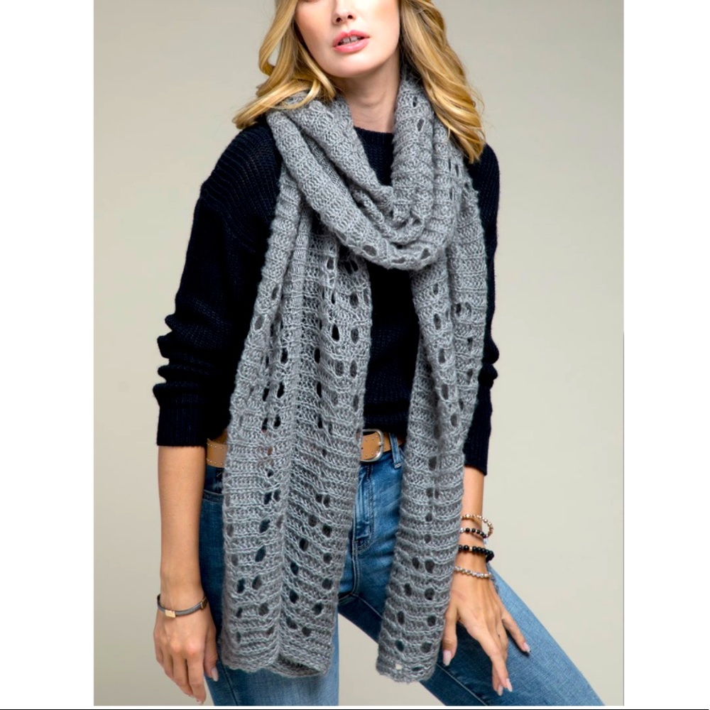 - Beautiful Loopy Knit Scarf in a Warm Gray